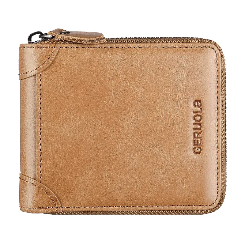 歌若拉 拉链多卡位证件包 头层牛皮 钱包 男款 多色