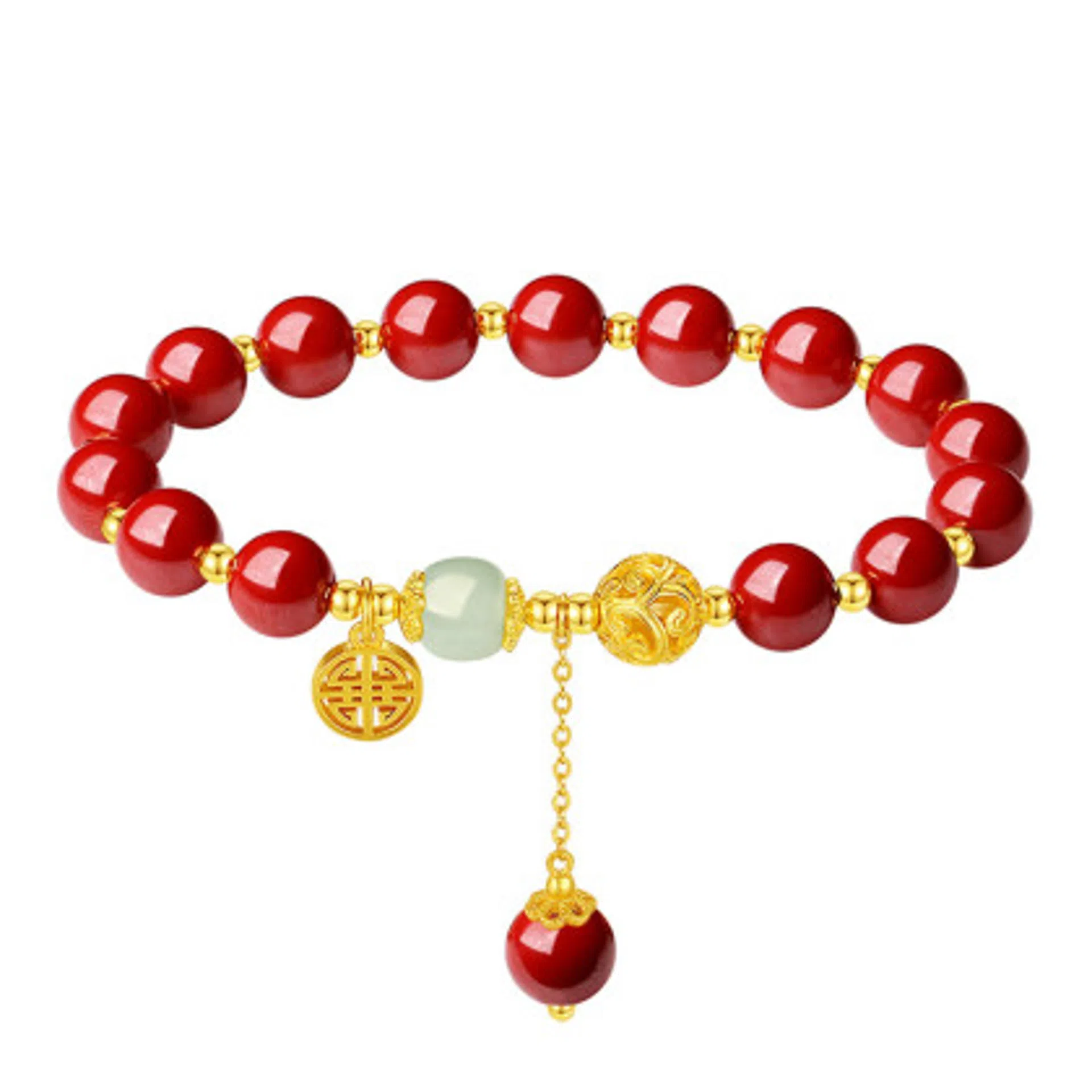 福茹记 锦年鸿运 本命红镂空转运珠流苏如意牌 新中式国潮风高级感小众设计日常百搭手饰品 诸事顺利#好运再造辰砂 朱砂 手串 女款