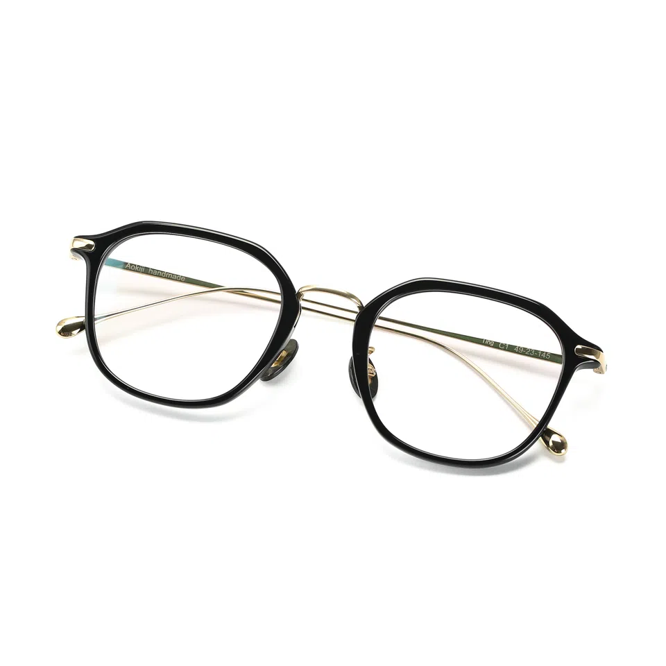 【可配度数】 青雉作 日杂封面款中金高定贝母鼻托镜框小众精致六边形超轻量化近视眼镜 β钛板材 方形 光学镜架 女款 玳瑁色日本灰黑色