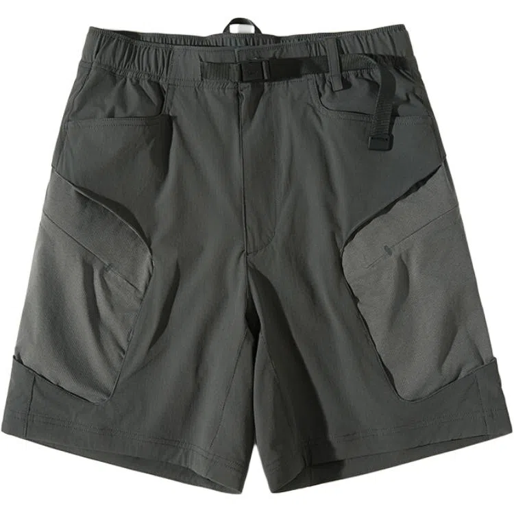 蓝岐 直筒拼接工装口袋户外撞色软壳五分休闲短裤 男女同款