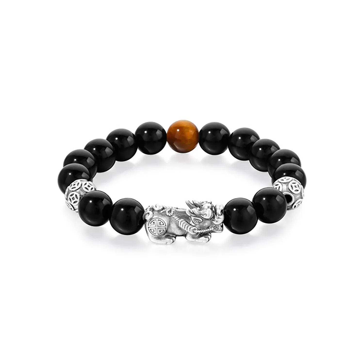 佐卡伊 国潮貔貅 千古瑞兽天赐福禄 复古新中式国潮简约大方小众百搭日常通勤#好运 黑曜石 玉石手链 男女同款情侣款