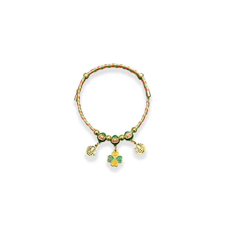 大唐国鼎 五彩呈祥如意新中式简约时尚小众设计国潮宫廷风精致纹理招财纳福旺事业学业财运 好运 织物 手链 女款