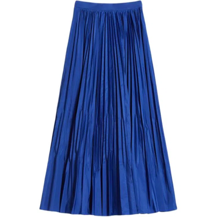 MaxMara Pleated High Waist Long Skirt Blue