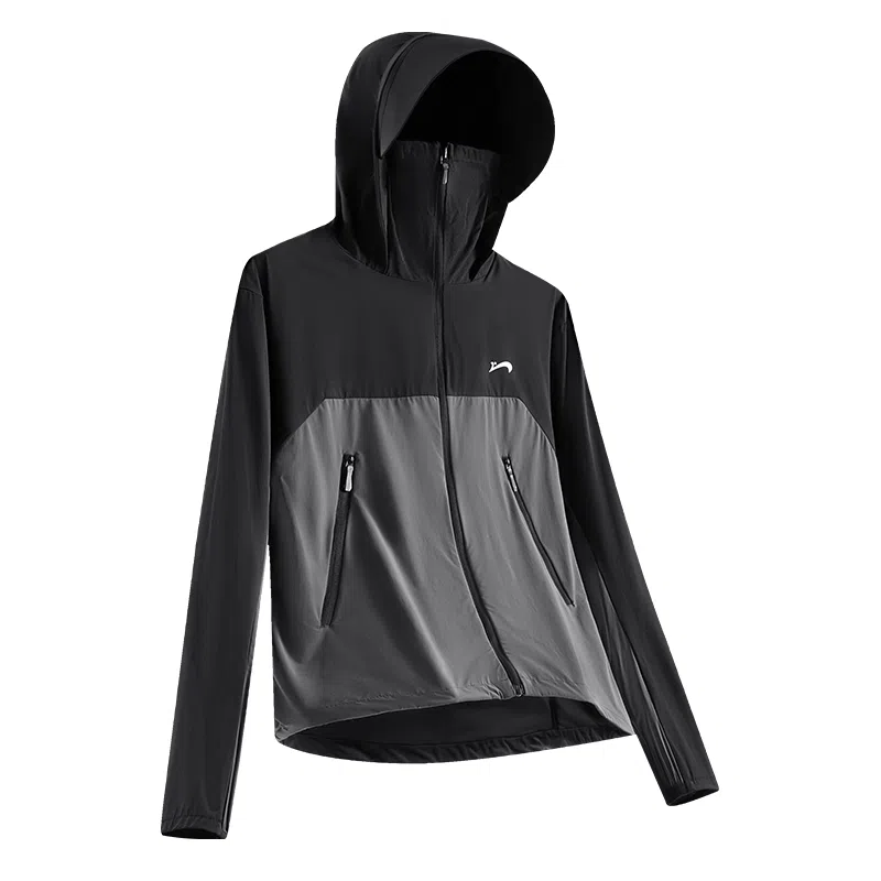 贵人鸟 美式舒适时尚简约纯色宽松休闲百搭户外运动轻薄连帽长袖 透气防紫外线抑菌抗敏速干凉感防晒服薄外套 男女同款