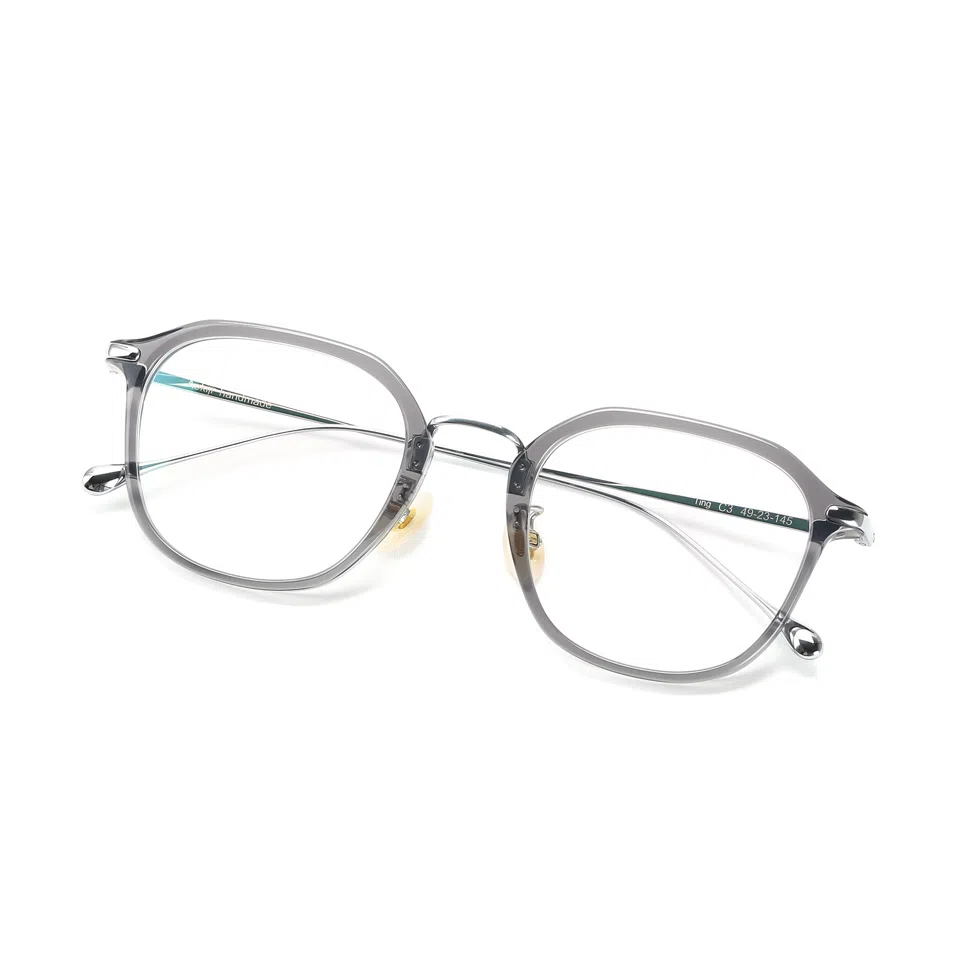 【可配度数】 青雉作 日杂封面款中金高定贝母鼻托镜框小众精致六边形超轻量化近视眼镜 β钛板材 方形 光学镜架 女款 玳瑁色日本灰黑色