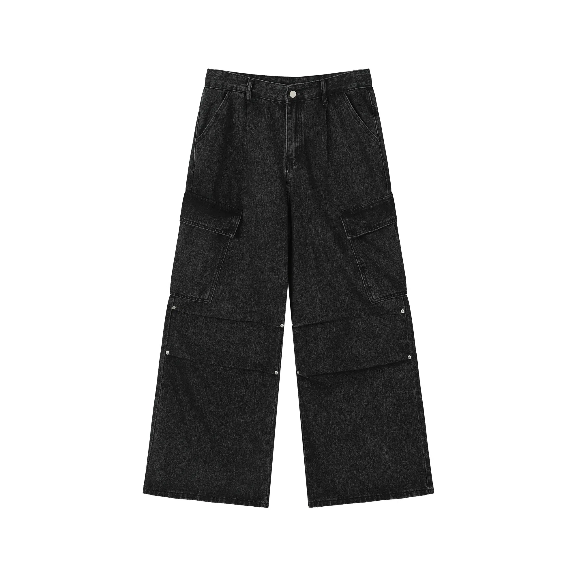 TURN TIDE Wide Leg Cargo Denim Pants