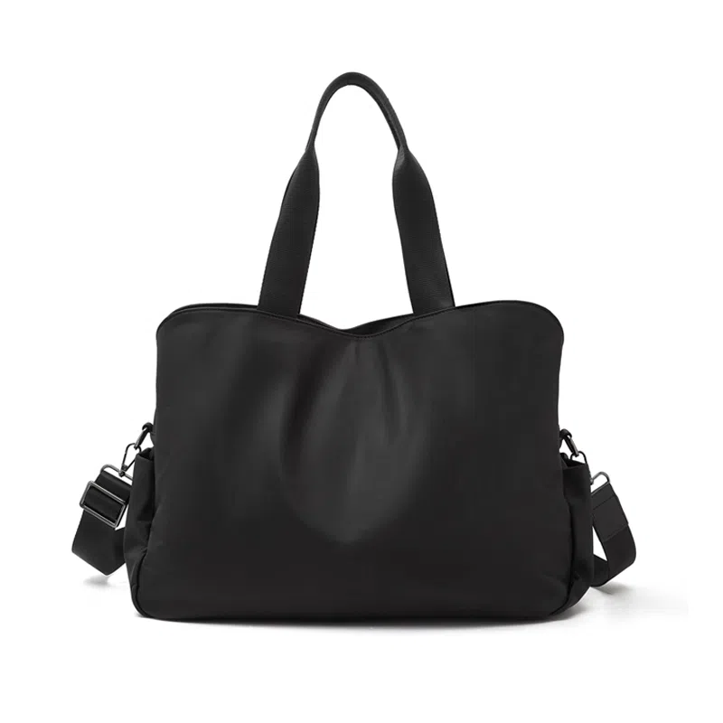 老人头 简约休闲纯色旅游行李袋 织物 单肩斜挎旅行包 女款 黑色