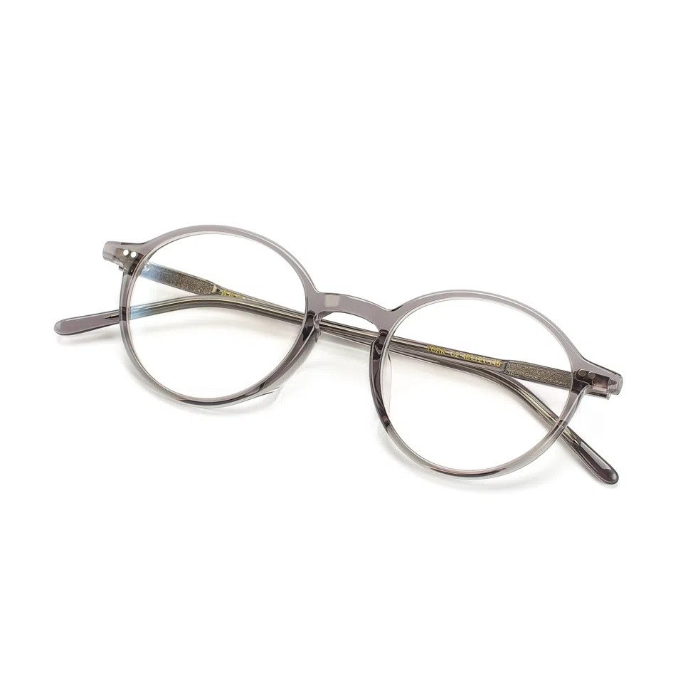 青雉作 日式简约日杂风幼圆手工镜框 复古近视超轻细框 板材镜架 椭圆形 光学镜架 男女同款情侣款 玳瑁色 日本灰色