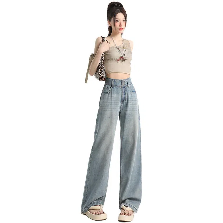 欧迪芬 美式复古高街潮流显高显瘦清凉宽松休闲牛仔裤 女款