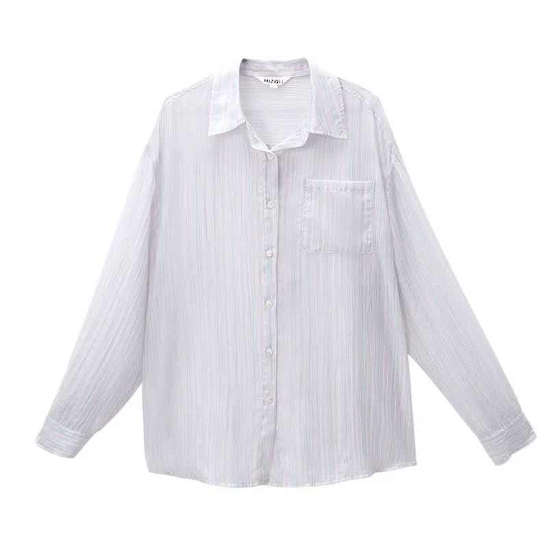 米子旗 条纹天丝微透防晒长袖衬衫 女款