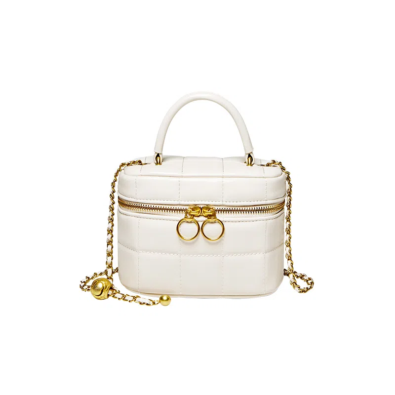 纳兰杜 百搭小众精致 合成革 斜挎手提单肩包 常规 女款 子夜黑/米白色