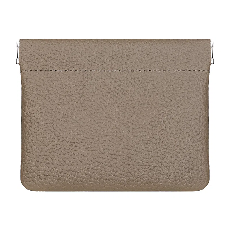 歌若拉 自动封口真皮硬币袋弹力闭合小众耳机数据线收纳 头层牛皮 零钱包 男女同款情侣款 多色