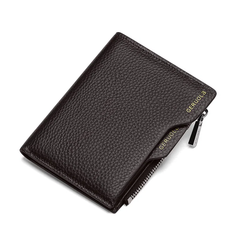 歌若拉 可抽证件包二合一荔枝纹简约实用 头层牛皮 钱包 男款 经典黑/咖啡色