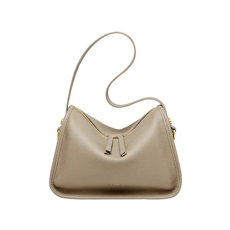 纳兰杜 包包女时尚百搭通勤高级感品牌女包 头层牛皮 枕头包斜挎包单肩包腋下包 中号 女款 大象灰