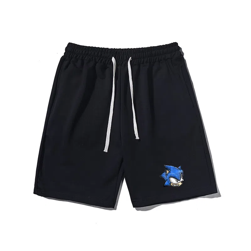 乱步 动漫简约蓝猫印花设计百搭宽松阔腿舒适运动基础休闲短裤 男女同款