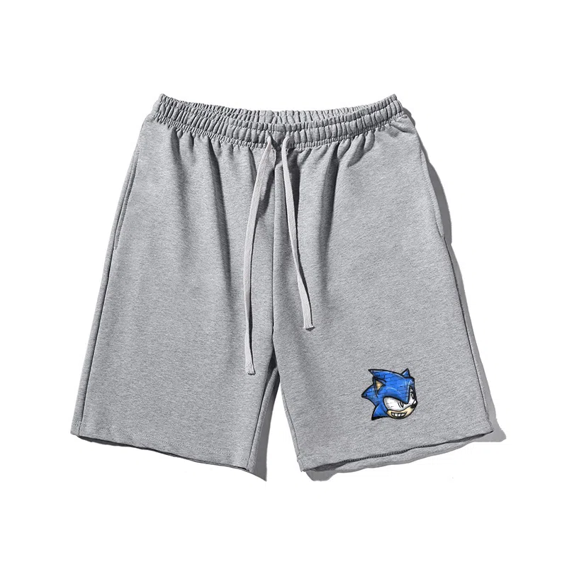 乱步 动漫简约蓝猫印花设计百搭宽松阔腿舒适运动基础休闲短裤 男女同款