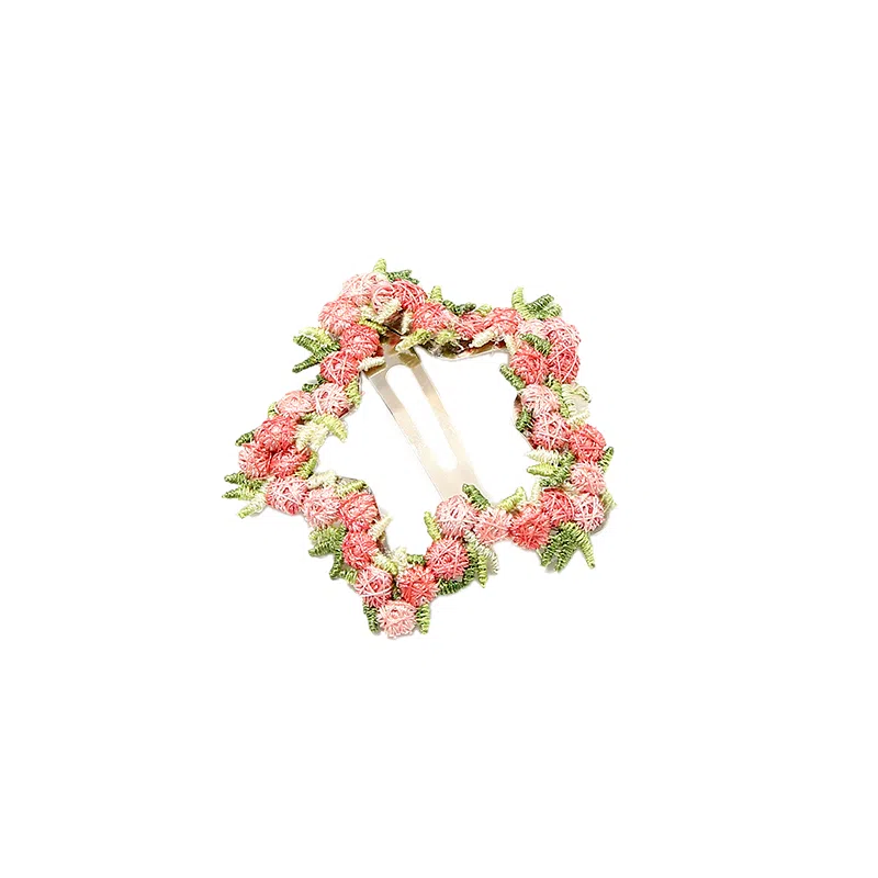 如花梦 粉色爱心花朵高级感后脑勺盘发鲨鱼 亚克力 发夹 女款