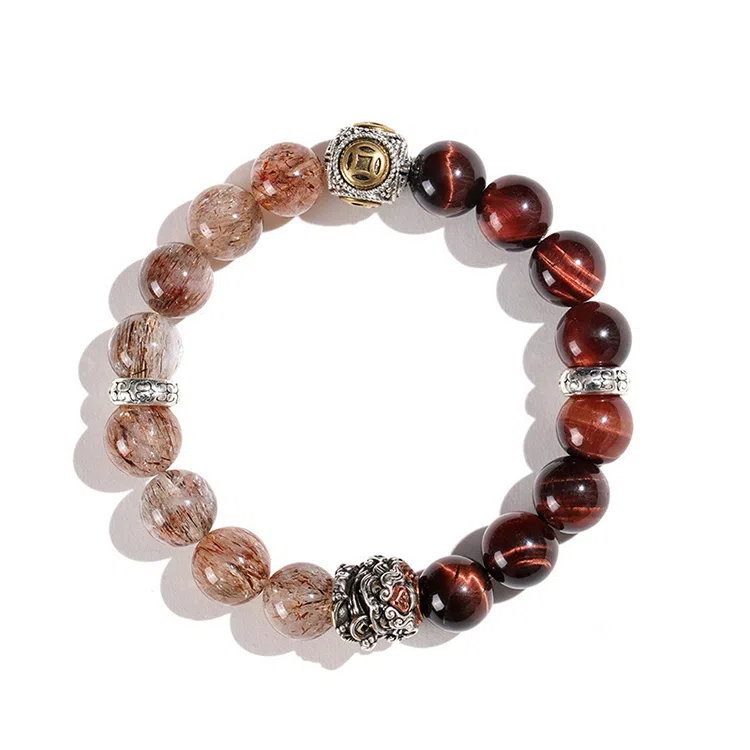 玄唐 国潮重工貔貅招财国潮设计名族风#好运处理 金发晶 手串 女款