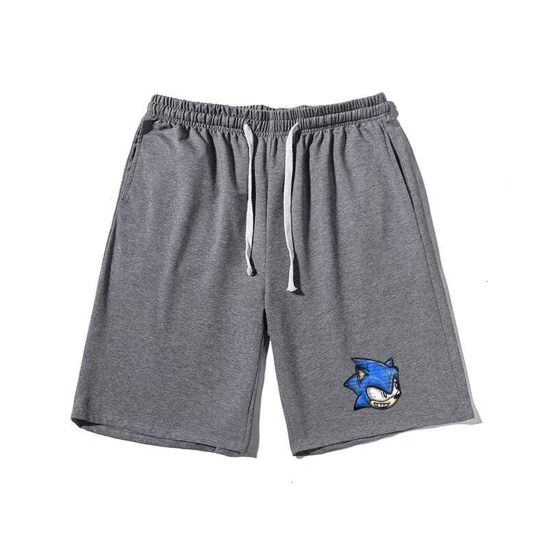 乱步 动漫简约蓝猫印花设计百搭宽松阔腿舒适运动基础休闲短裤 男女同款