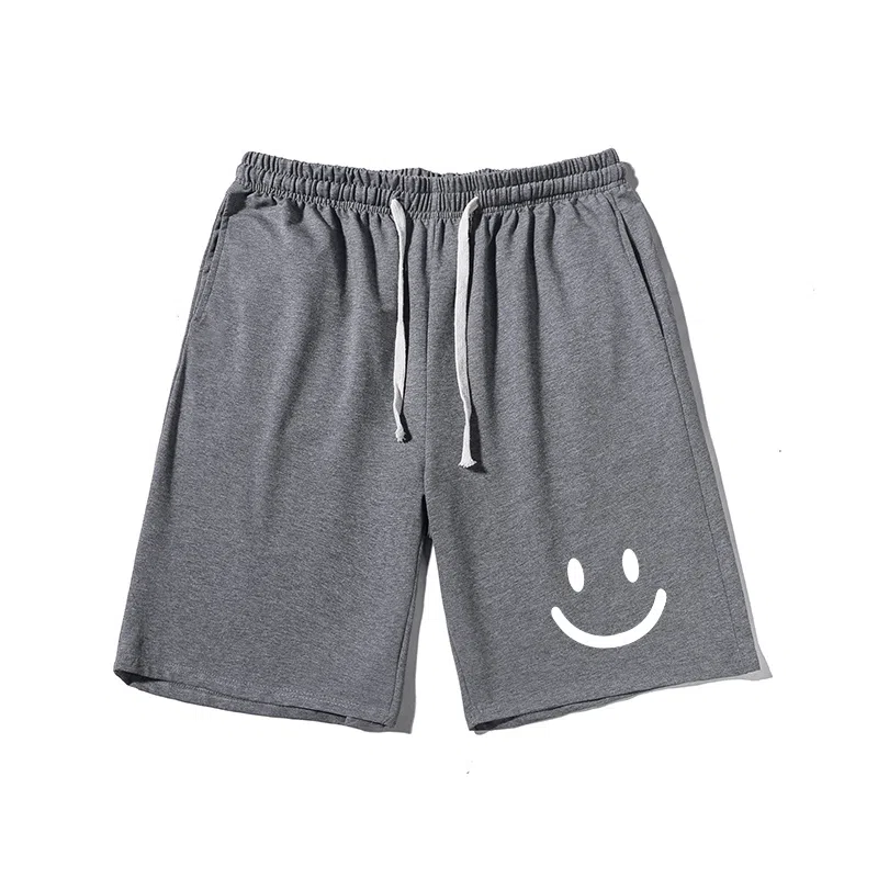 乱步 美式简约笑脸印花设计百搭宽松阔腿舒适运动基础休闲短裤 男女同款