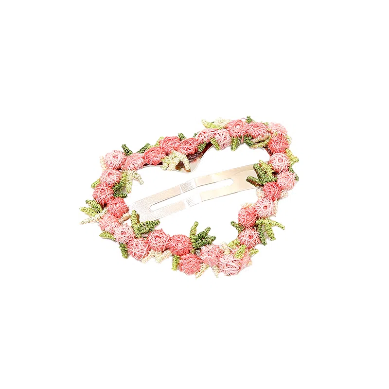 如花梦 粉色爱心花朵高级感后脑勺盘发鲨鱼 亚克力 发夹 女款