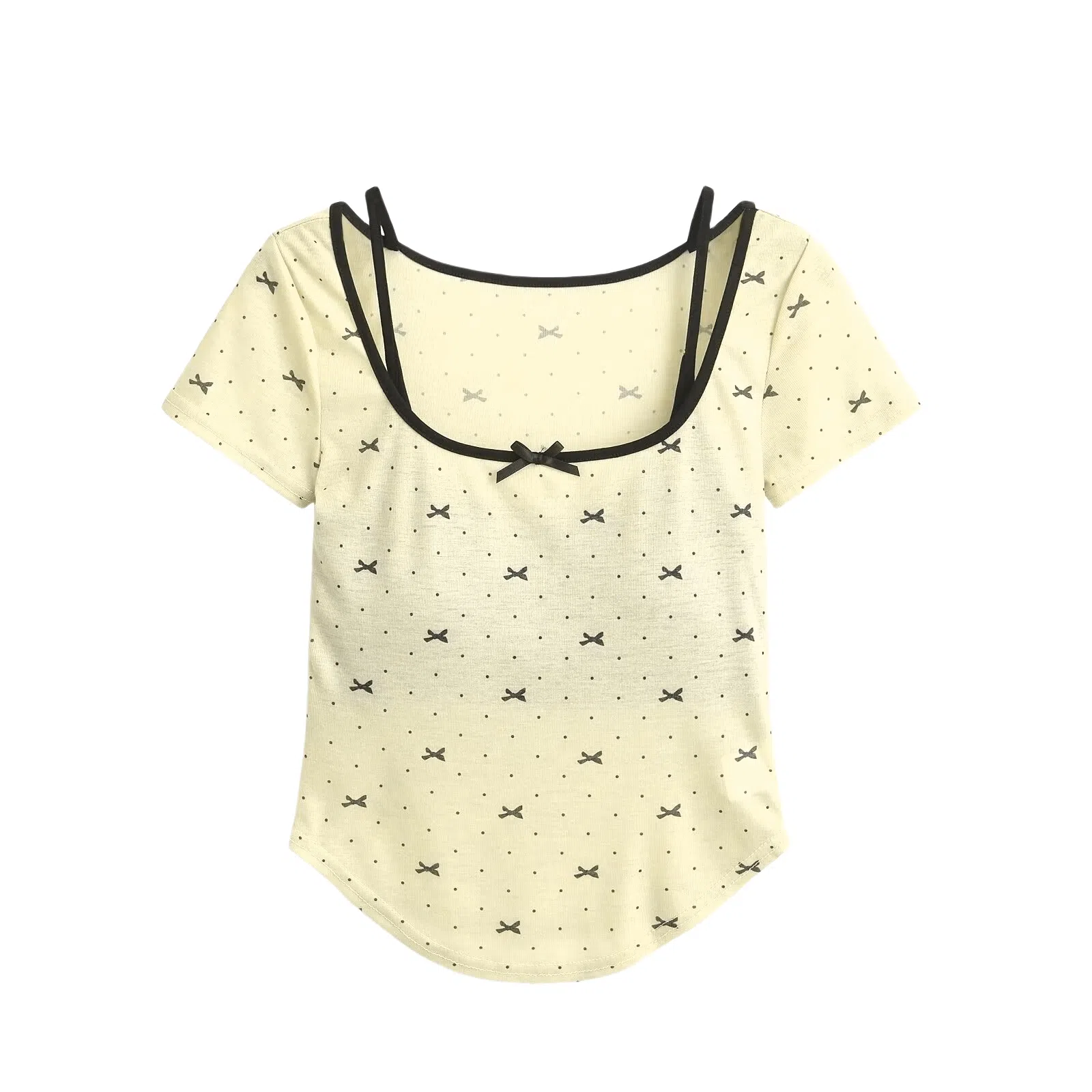 YGPRW U-Neck Butterfly Bow Tee