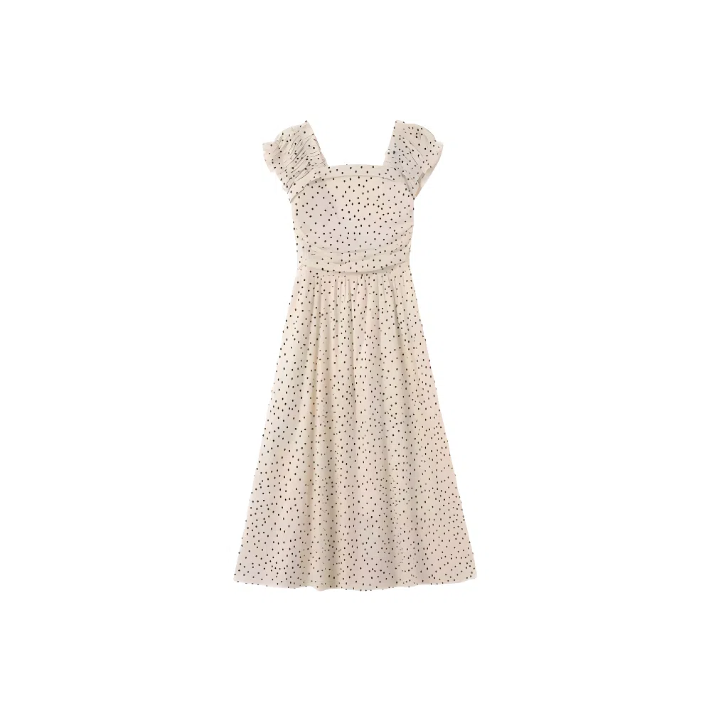 怪力萝莉 高腰适中修身方领短袖连衣裙 女款