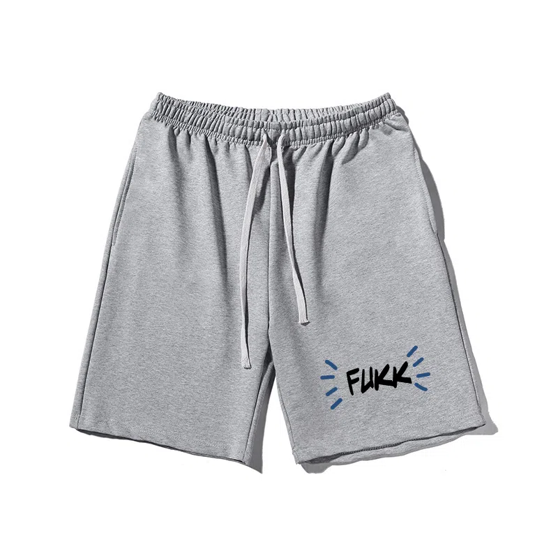 乱步 宽松字母印花潮牌百搭运动透气青少年学生五分裤休闲短裤 男女同款