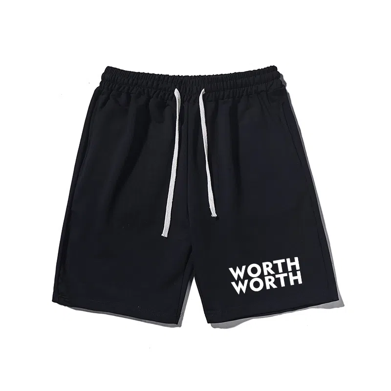 乱步 艺术街头宽松英文印花潮牌百搭运动透气五分裤休闲短裤 男女同款