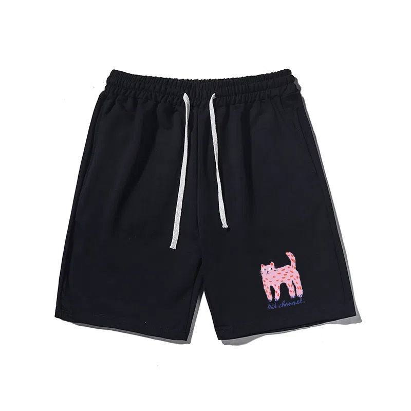 乱步 简约设计美式豹印花透气凉感夏日宽松运动风青少年学生五分裤休闲短裤 男女同款
