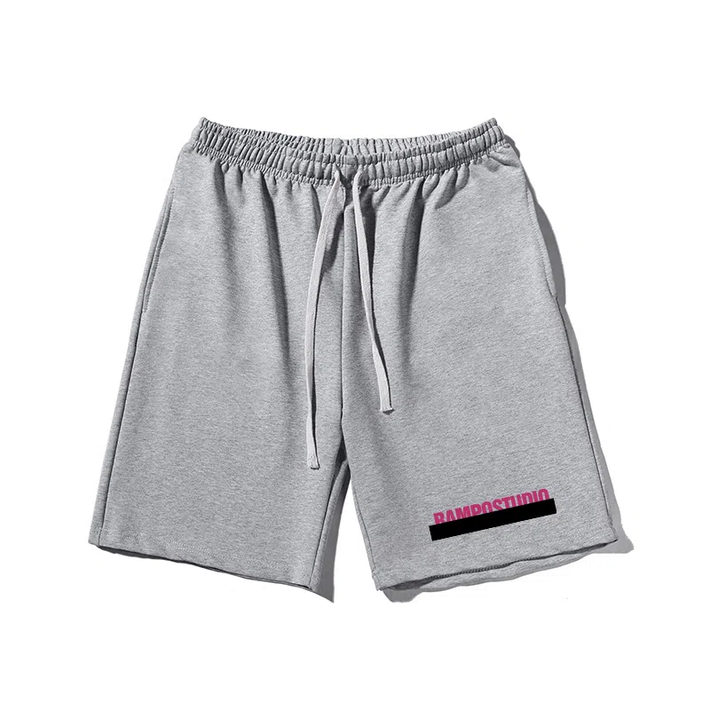乱步 小众宽松复古字母胶布印花潮牌百搭运动透气休闲短裤 男女同款