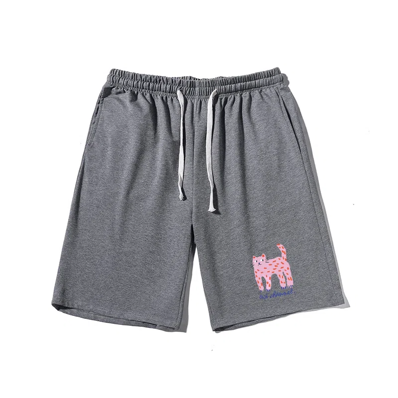 乱步 简约设计美式豹印花透气凉感夏日宽松运动风青少年学生五分裤休闲短裤 男女同款