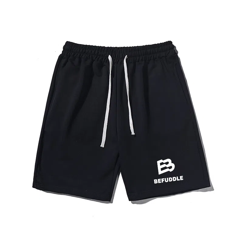 乱步 美式宽松简约英文印花潮牌百搭运动透气五分休闲短裤 男女同款