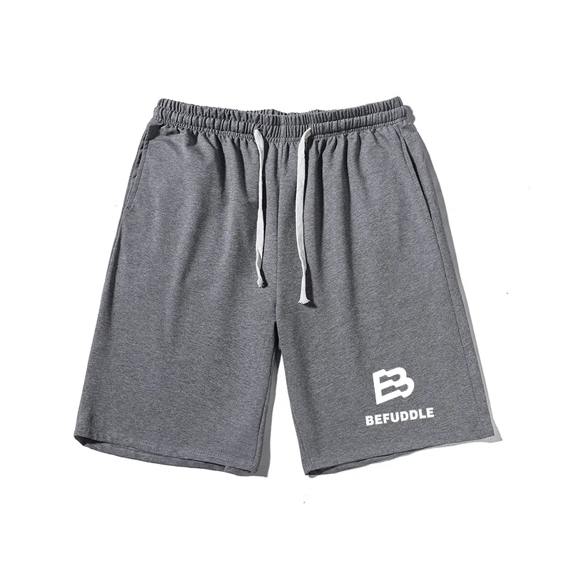 乱步 美式宽松简约英文印花潮牌百搭运动透气五分休闲短裤 男女同款