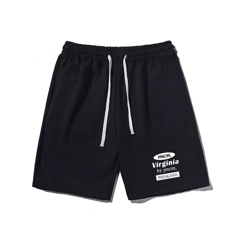乱步 简约英文设计美式印花透气凉感夏日宽松运动风青少年学生五分裤休闲短裤 男女同款