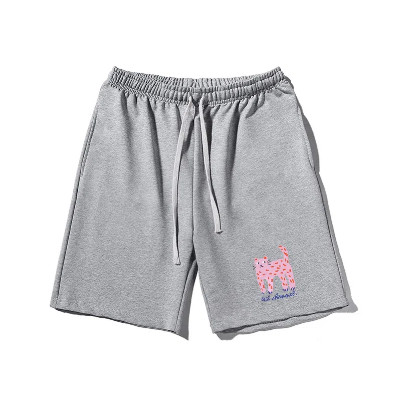 乱步 简约设计美式豹印花透气凉感夏日宽松运动风青少年学生五分裤休闲短裤 男女同款