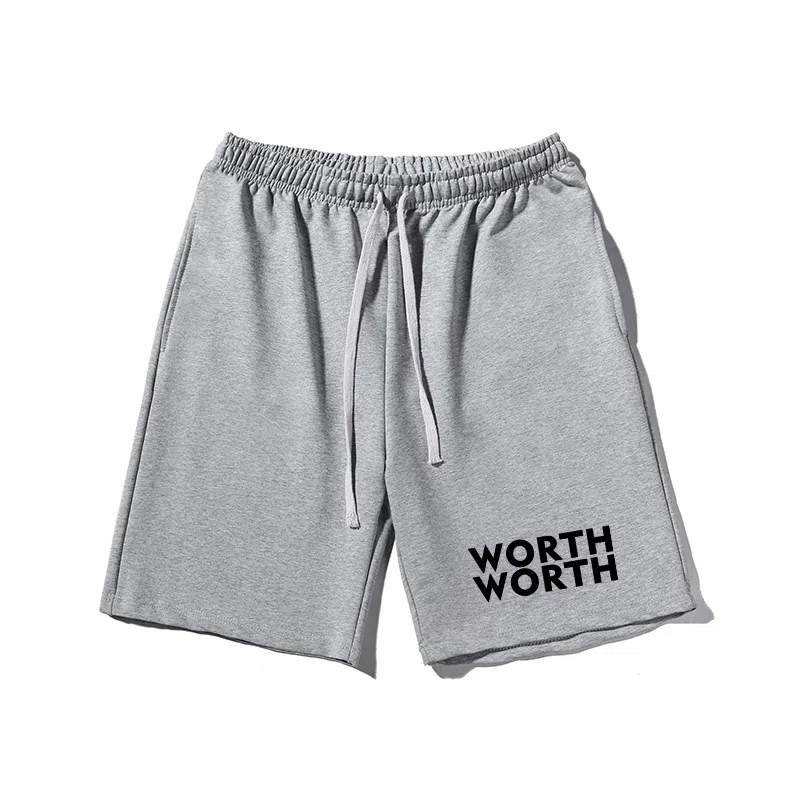 乱步 艺术街头宽松英文印花潮牌百搭运动透气五分裤休闲短裤 男女同款