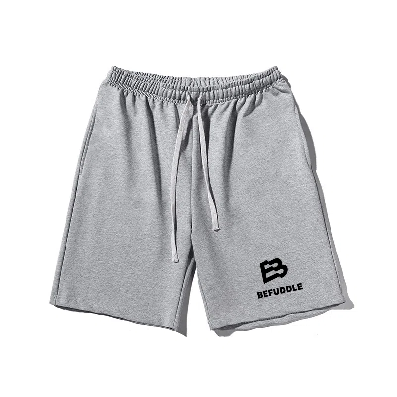 乱步 美式宽松简约英文印花潮牌百搭运动透气五分休闲短裤 男女同款
