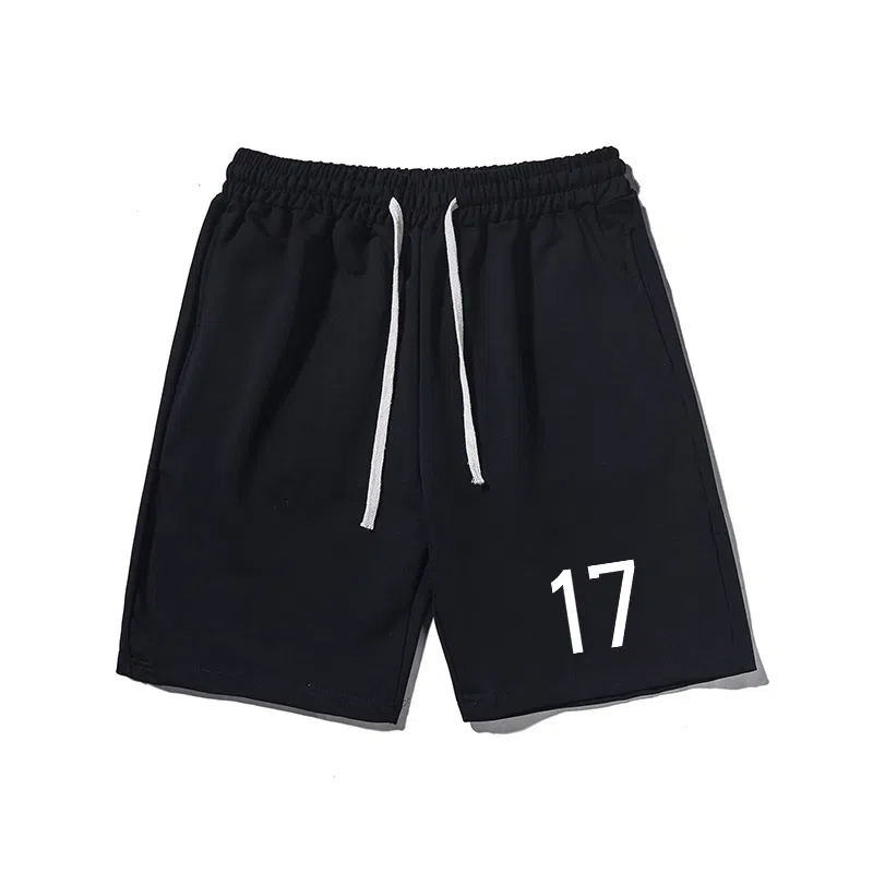 乱步 运动港风宽松五分裤潮流数字印花休闲短裤 男女同款