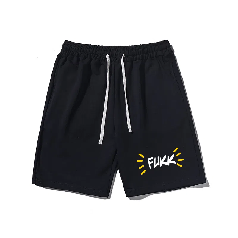 乱步 宽松字母印花潮牌百搭运动透气青少年学生五分裤休闲短裤 男女同款