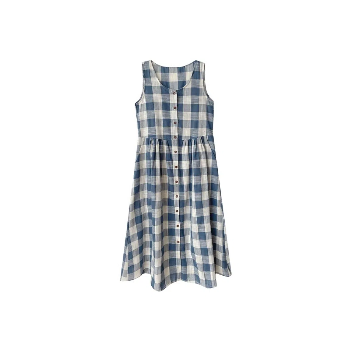 沐晓欣 宽松复古气质无袖连衣裙 女款