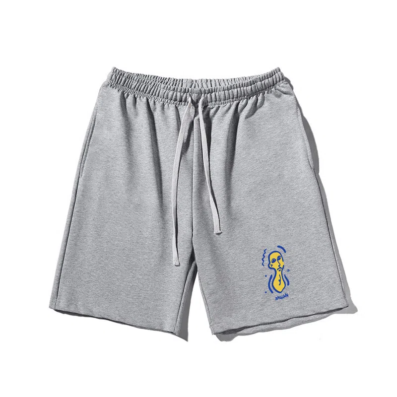 乱步 美式极简印花宽松运动风五分裤休闲短裤 男女同款