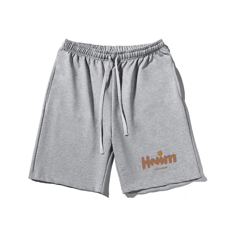 乱步 简约趣味英文设计美式印花透气凉感宽松运动风五分休闲短裤 男女同款