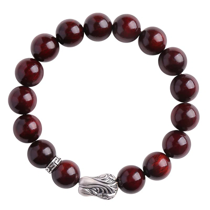 木盛缘 【白菜百财   财源滚滚来】高油高密木饰佛珠念珠足银百财白菜文玩 紫檀属 手串 男女同款情侣款