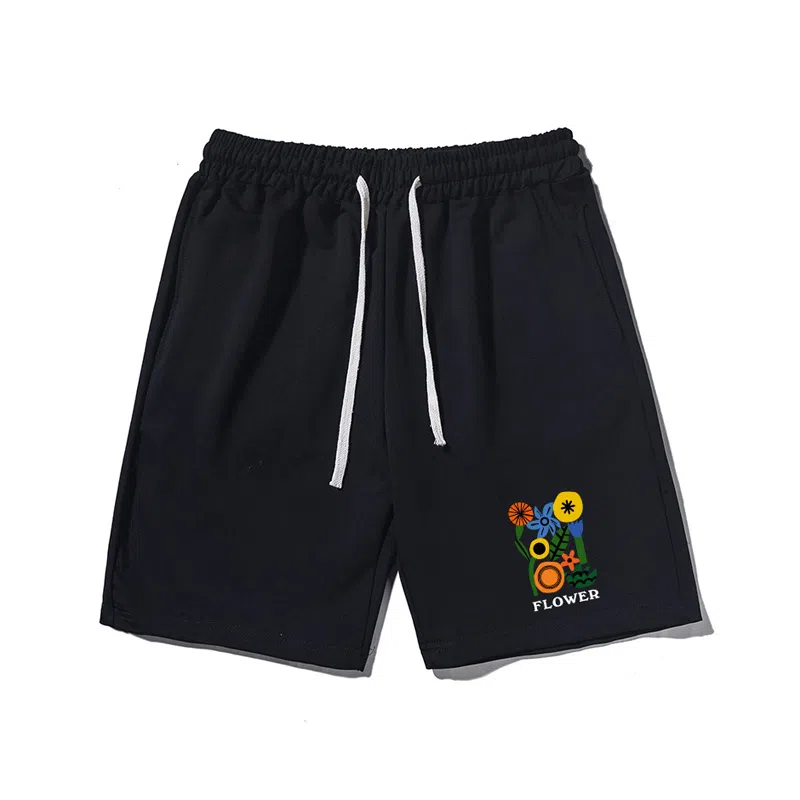 乱步 夏日简约设计复古印花透气凉感夏日宽松青少年学生五分裤休闲短裤 男女同款