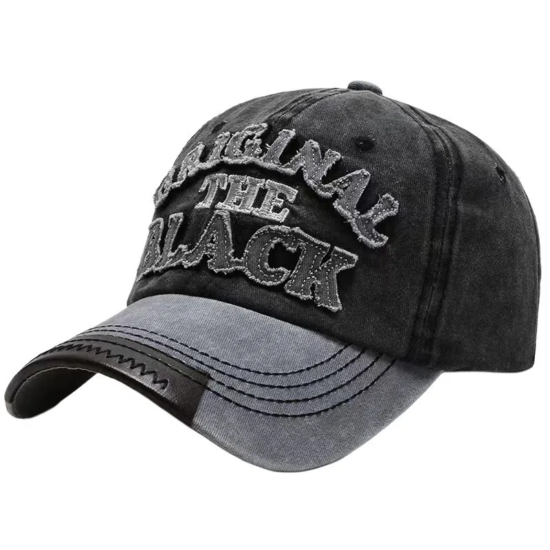 艾佳微 复古水洗字母弯檐做旧户外运动遮阳嘻哈潮酷 牛仔 鸭舌帽 男女同款情侣款