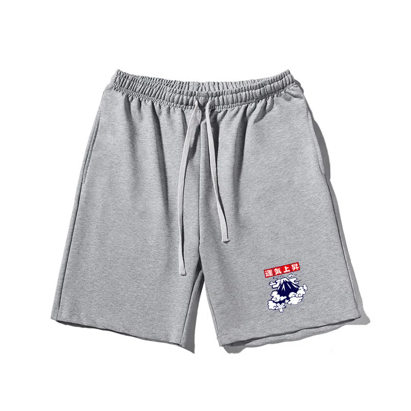 乱步 抽绳款式運気上昇文字与图案印花潮流运动风五分休闲短裤 男女同款