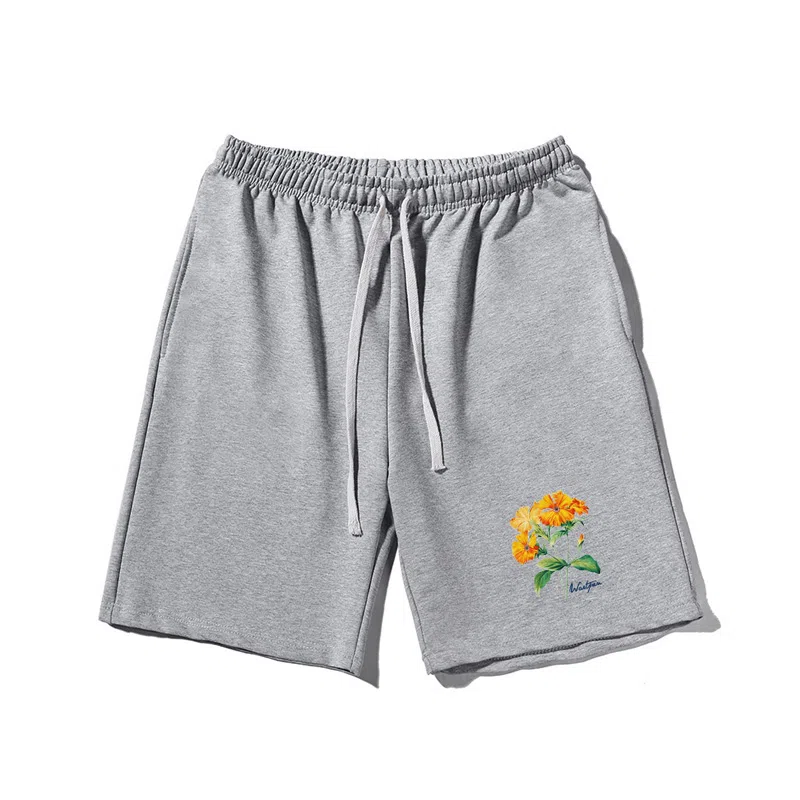 乱步 简约美式印花宽松运动风五分裤休闲短裤 男女同款