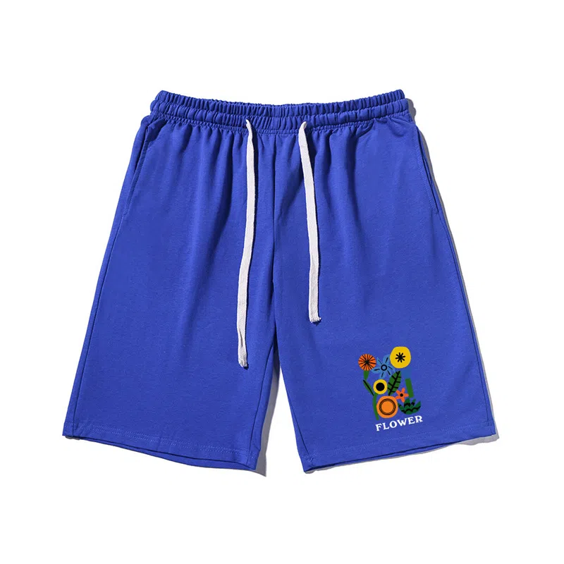 乱步 夏日简约设计复古印花透气凉感夏日宽松青少年学生五分裤休闲短裤 男女同款