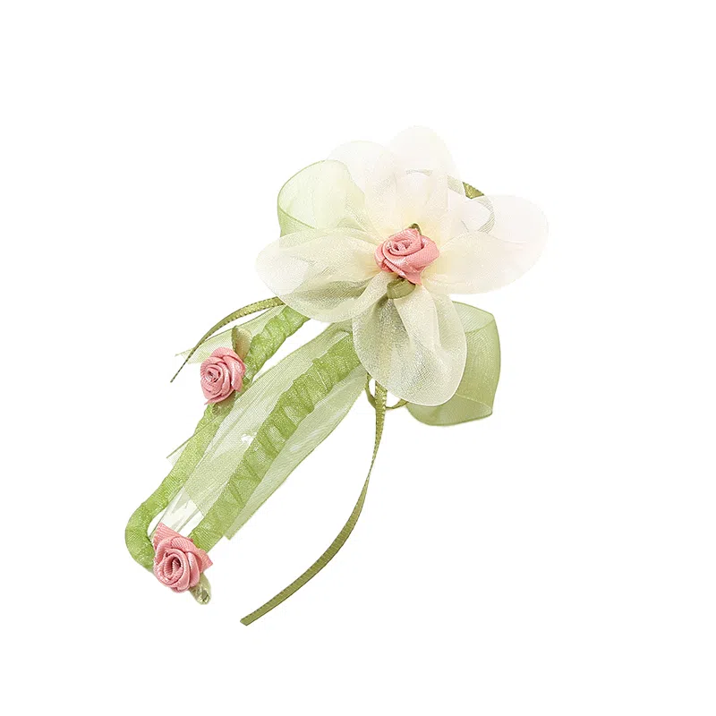 如花梦 超仙网纱花朵森系清新甜美鸭嘴夹后脑勺气质盘高级感 布艺 发夹 女款